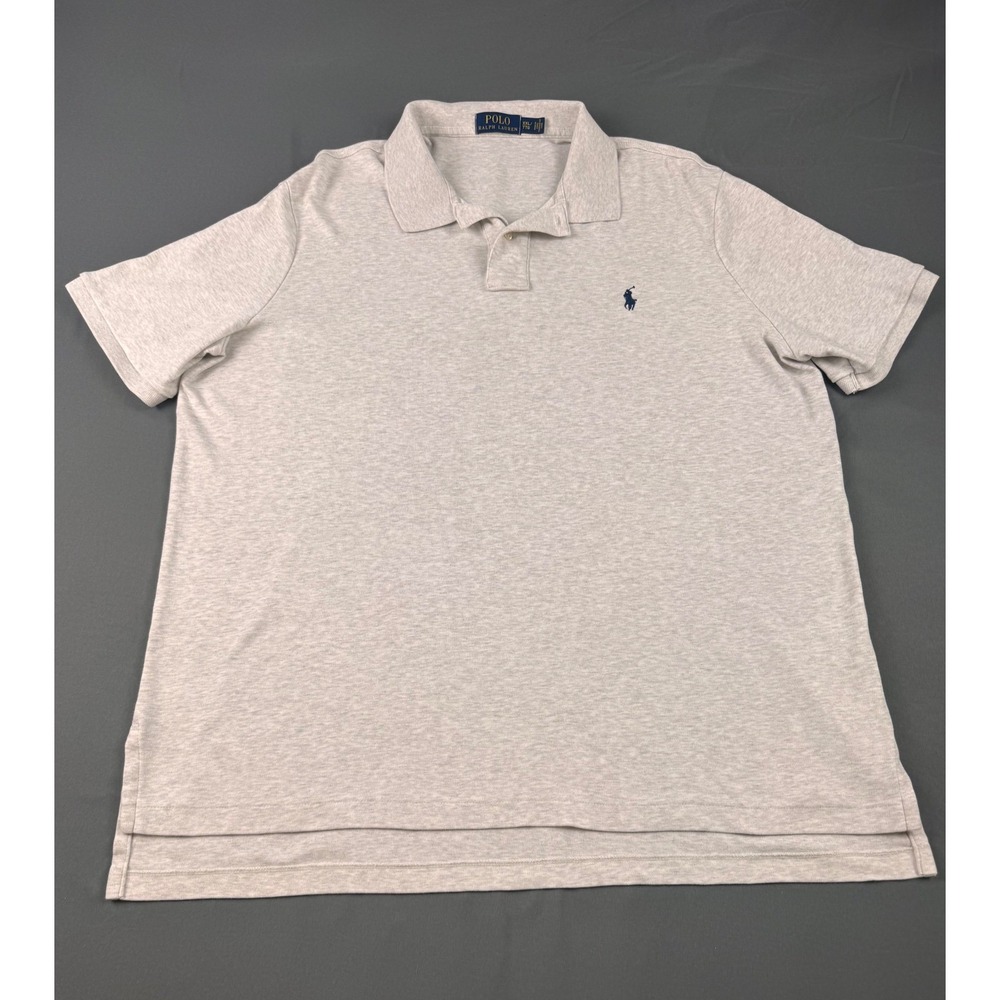 Polo Ralph Lauren Mens XXL Cream Heather Short Sleeve Cotton Jersey Polo Shirt